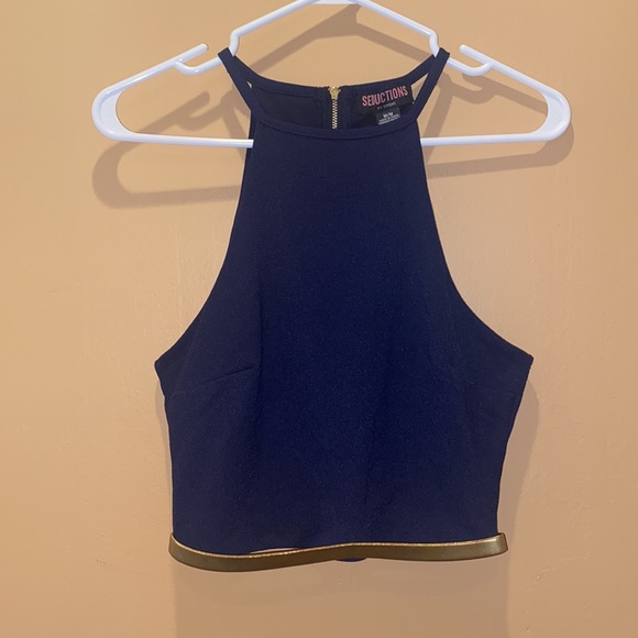 SEDUCTIONS By Sirens Gold Waist Chain Band Crop Tank Top - Picture 1 of 5